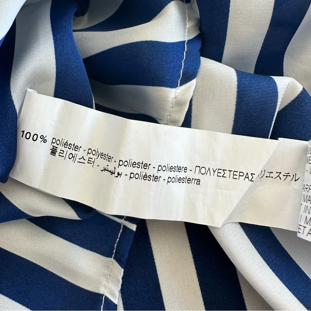 Zara Blue and White Striped Satin Effect Button Up Down Shirt Summer Casual - Picture 5 of 9
